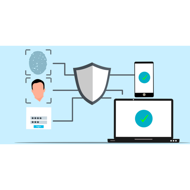 cybersecurity icon showing safe devices