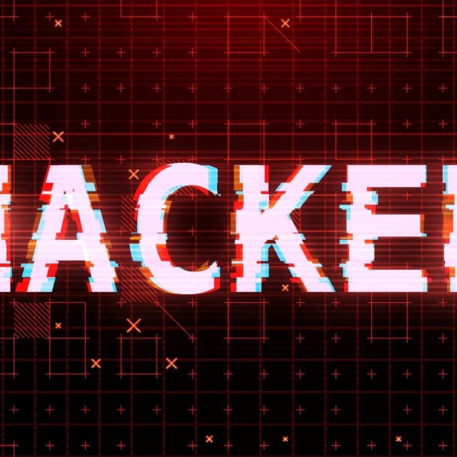 'Hacked' on a red background